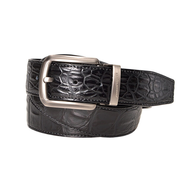 Men's Black Floral Pin Buckle Belt, Adjustable, Suitable for casual wear and jeans.