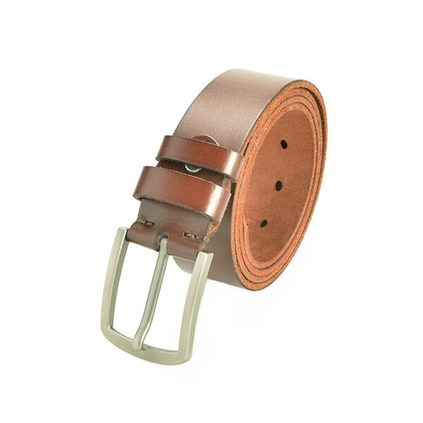 Men's Brown Leather Pin Buckle Belt