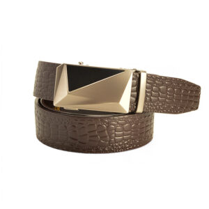 Men's Automatic Buckle Brown Genuine Leather Belt