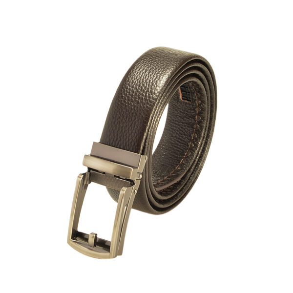 Men's Brown Litchi Grain Automatic Belt - Adjustable and Stylish for Casual Wear