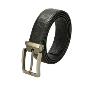 Stylish men's adjustable black leather belt with a 3.5 cm, suitable for casual and formal occasions.